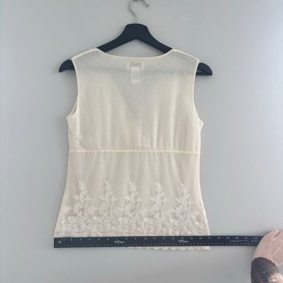 Vintage Talbots Petite Lightweight Stretch Nylon Mesh Tank Top Lace Lined Size P - Picture 5 of 10